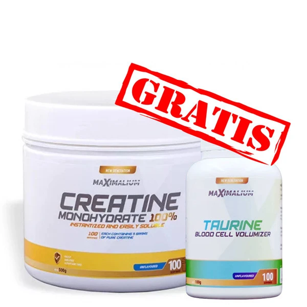 Kreatin-monohidrat-500g-(+GRATIS-TAURIN-100g)-–-Maximalium Creatine Monohydrate 500g - Maximalium sa gratis dodatkom po izboru, čisti kreatin monohidrat za snagu, mišićni rast i oporavak.