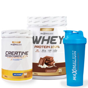 MAX Promo Paket Maximalium - Whey protein, kreatin monohidrat i šejker za rast mišića i snagu.