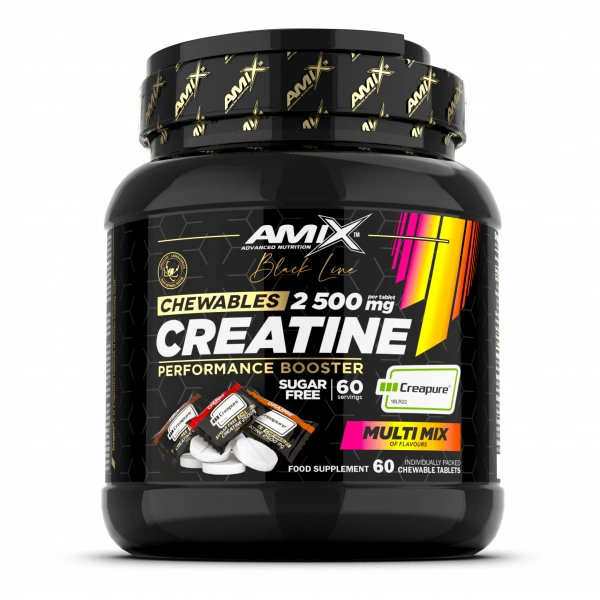 Black Line Creatine Creapure žvakaće tablete - premium kreatin monohidrat sa 99.99% čistoće za snagu, performanse i mišićni rast.