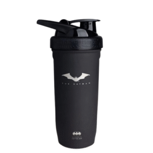 Batman šejker od nerđajućeg čelika 900 ml sa mat crnom završnom obradom i logotipom, fitnes oprema za proteinske napitke