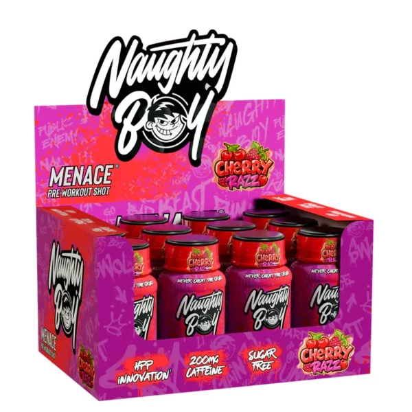 NaughtyBoy MENACE Pre-Workout Shot 12x60ml – energija, fokus i pump u praktičnoj bočici